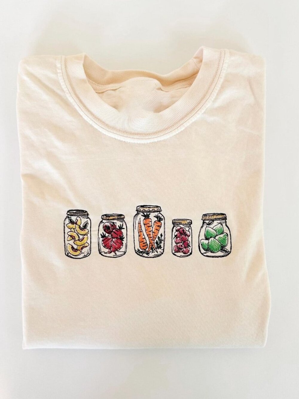 Jarred Fruits & Veggies Embroidered Tee | Cottagecore Food Aesthetic